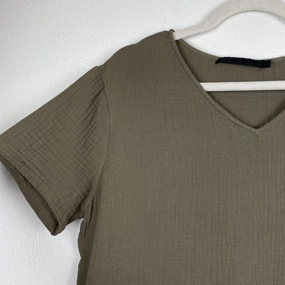 Jenni Kayne Cypress Caftan Dress Short Sleeve Tshirt Dress, Olive Green Gauze S - Picture 5 of 11